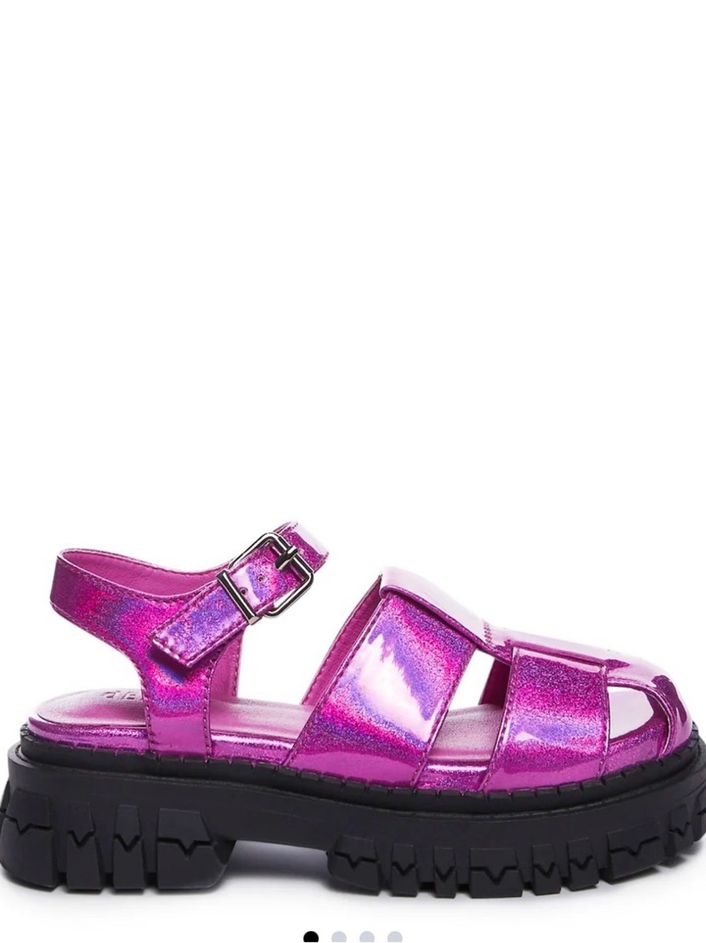 dELiA*s Metallic Fuchsia Glitter Chunky Sole Sandals